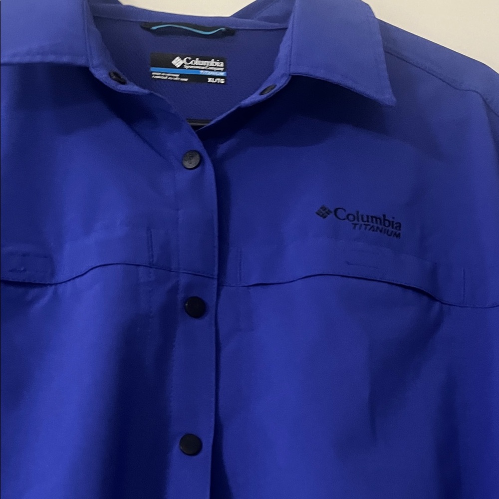 Columbia Royal Blue Long Sleeve Shirt outdoors